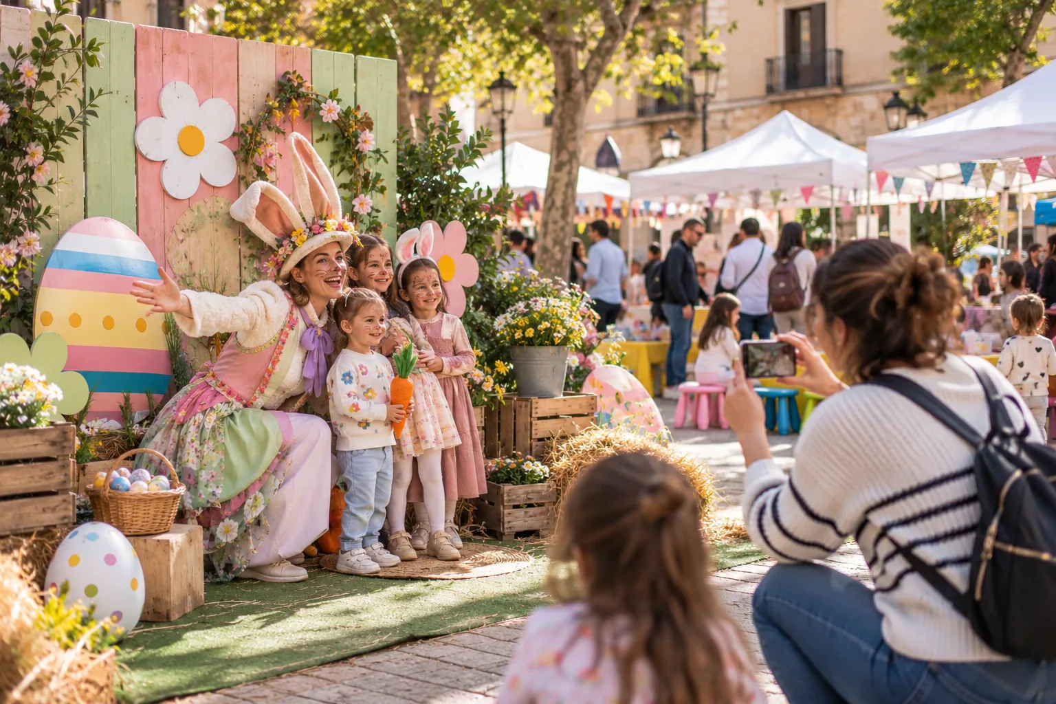 La Orilla Mágica de Pascua: photocall con el conejo de Pascua y las familias